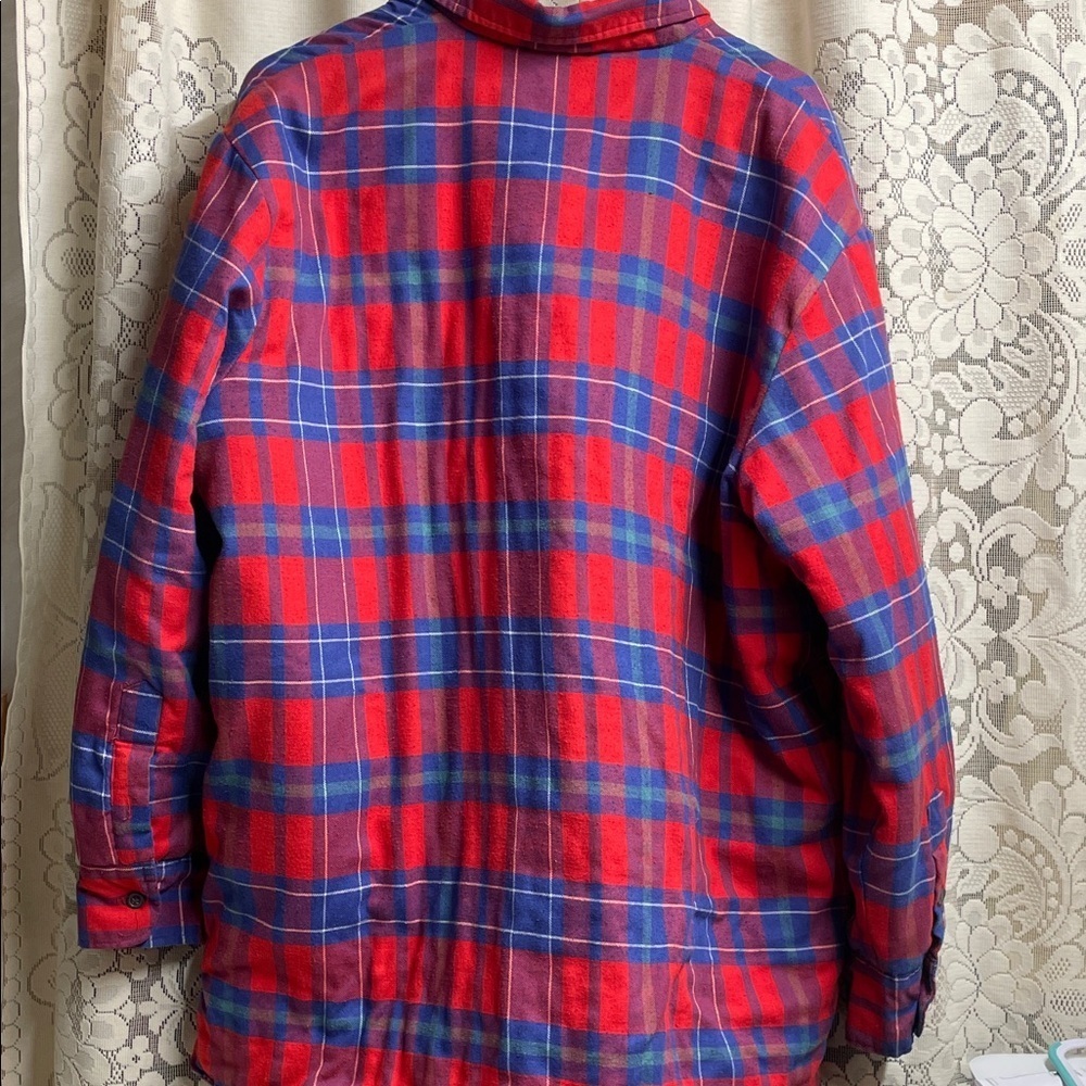 90’s Dickies Vibrant Red and Blue Plaid  Quilted Shirt with Pockets - Picture 7 of 8